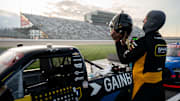 NASCAR Truck Series driver Kyle Busch suits up before the Rackley Roofing 200 at Nashville Superspeedway in Lebanon, Tenn., Friday, May 30, 2025.