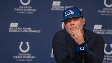 Indianapolis Colts General Manager Chris Ballard speaks to the media Thursday, Jan. 11, 2024 at the Indiana Farm Bureau Football Center, the Colts Complex.