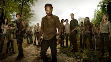 (L to R) Lori Grimes (Sarah Wayne Callies); Carl Grimes (Chandler Riggs); Daryl Dixon (Norman Reedus); Carol (Melissa Suzanne McBride); T-Dog (Robert 'IronE' Singleton); Beth Greene (Emily Kinney); Hershel Greene (Scott Wilson); Rick Grimes (Andrew Lincoln); Maggie Greene (Lauren Cohan); Glenn (Steven Yeun); The Governor (David Morrissey); Michonne (Danai Gurira) and Andrea (Laurie Holden) - The Walking Dead - Season 3, Gallery - Photo Credit: Frank Ockenfels/AMC