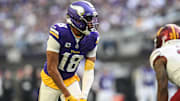 Dec 7, 2025; Minneapolis, Minnesota, USA; Minnesota Vikings wide receiver Justin Jefferson (18) during the first half at U.S. Bank Stadium.