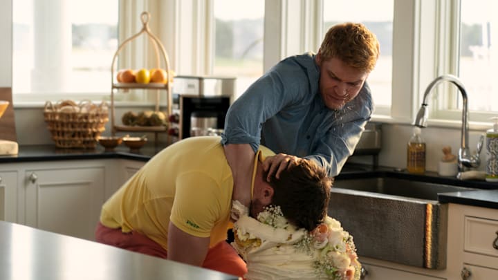 The Perfect Couple. (L to R) Jack Reynor as Thomas Winbury, Billy Howle as Benji Winbury in episode 104 of The Perfect Couple