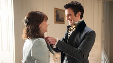 Bridgerton. (L to R) Claudia Jessie as Eloise Bridgerton, Luke Thompson as Benedict Bridgerton in episode 308 of Bridgerton. Cr. Liam Daniel/Netflix © 2024
