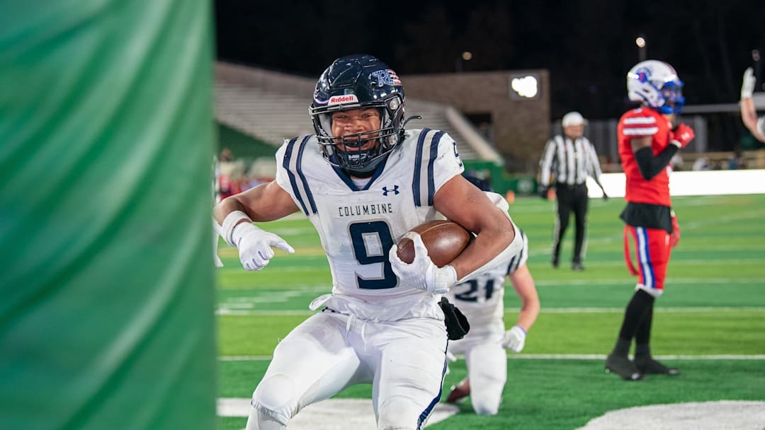 Columbine RB James Basinger (9) has committed to South Dakota State.