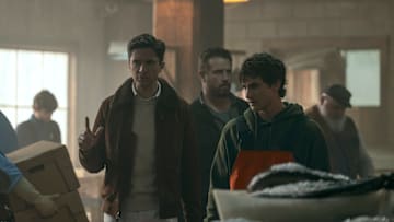 The Waterfront. (L to R) Topher Grace as Grady, Josh Crotty as Nate, Brady Hepner as Diller Hopkins in episode 105 of The Waterfront