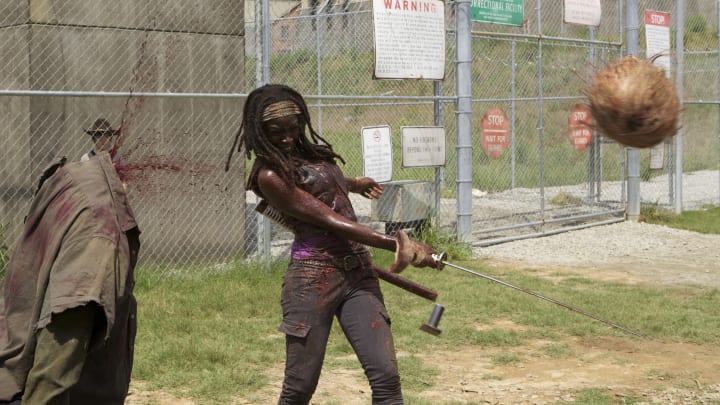 Michonne (Danai Gurira) - The Walking Dead_Season 3, Episode 7_"When the Dead Come Knocking" - Photo Credit: Blake Tyers/AMC