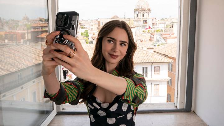 Emily in Paris. Lily Collins as Emily in episode 410 of Emily in Paris. Cr. Giulia Parmigiani/Netflix © 2024