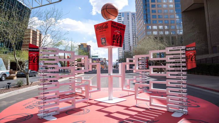 The Coca-Cola 3D Bracket installation by the March Madness Local Organizing Committee is displayed
