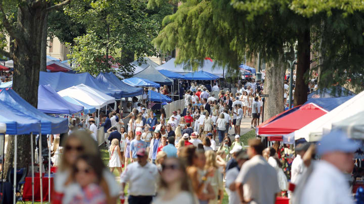 Sep 11, 2021; Oxford, Mississippi, USA; Mississippi Rebels fans in the Grove during pre-game before game against the Austin Peay Governors. Mandatory Credit: Petre Thomas-USA TODAY Sports