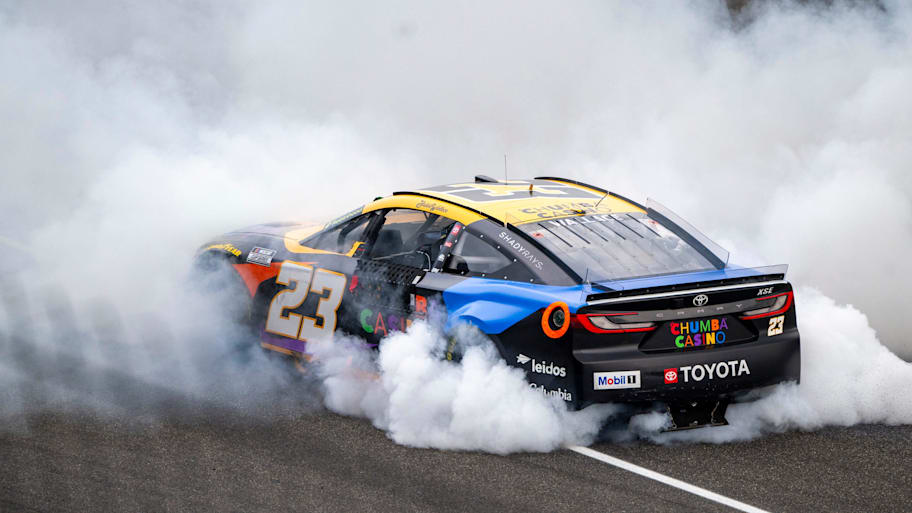 Bubba Wallace scored the biggest win of his career at the 2025 Brickyard 400. | Doug McSchooler/for IndyStar / USA TODAY NETWORK via Imagn Images