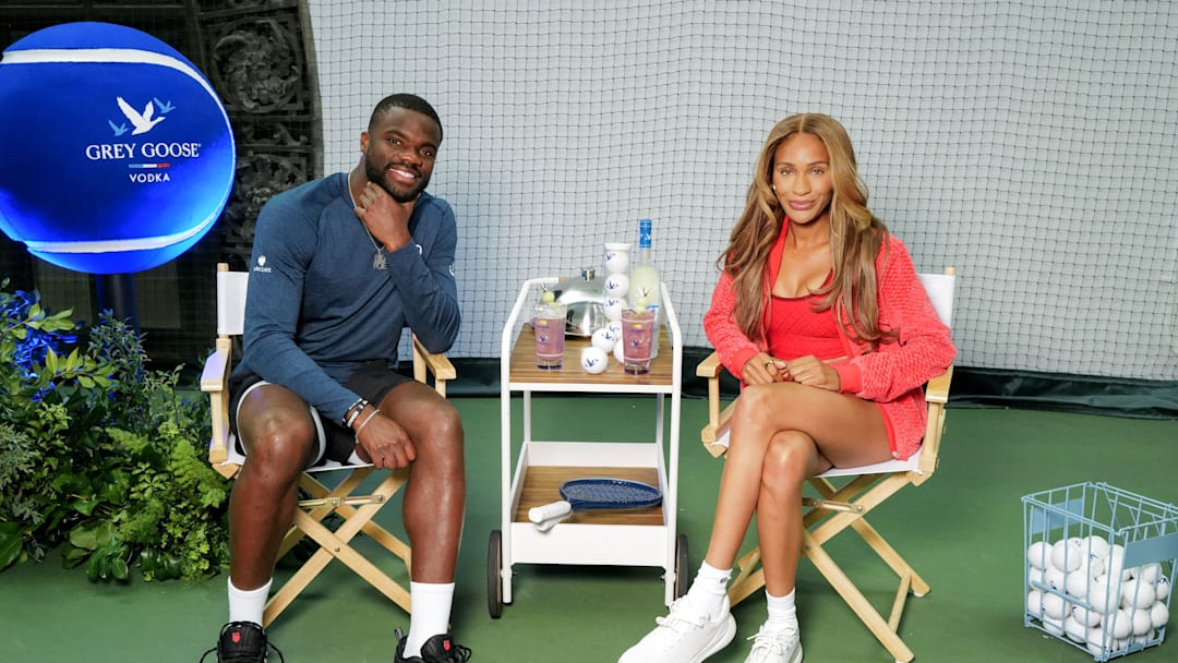 Frances Tiafoe and girlfriend Ayan Broomfield for Grey Goose.