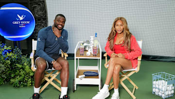 Frances Tiafoe and girlfriend Ayan Broomfield for Grey Goose.