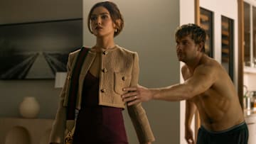 The Waterfront. (L to R) Danielle Campbell as Peyton, Jake Weary as Cane Buckley in episode 108 of The Waterfront