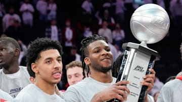 Seton Hall v St. John's; St. John's basketball players RJ Luis and Zuby Ejiofor
