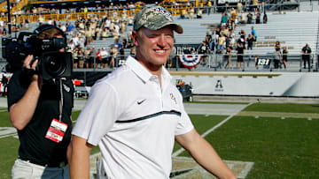 Nov 12, 2016; Orlando, FL, USA;  UCF Knights head coach Scott Frost walks on the field during a football game at Bright House Networks Stadium. Mandatory Credit: Reinhold Matay-Imagn Images