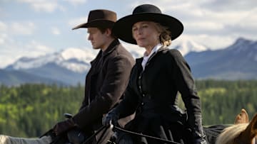 The Abandons. (L to R) Lucas Till as Garret Van Ness and Gillian Anderson as Constance Van Ness in Episode 101 of The Abandons