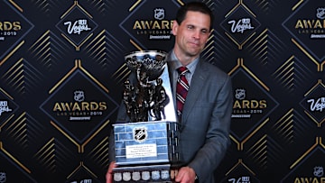 Jun 19, 2019; Las Vegas, NV, USA; Boston Bruins General Manager Don Sweeney was named NHL General Manager of the year during the 2019 NHL Awards at Mandalay Bay. Mandatory Credit: Stephen R. Sylvanie-Imagn Images