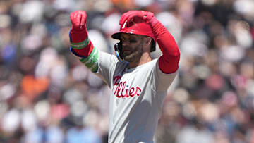 Philadelphia Phillies first baseman Bryce Harper had a career-high four extra-base hits on Wednesday.