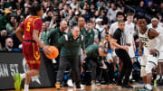 Mar 17, 2023; Columbus, Ohio, USA;  Michigan State Spartans head coach Tom Izzo yells to his team during the first round of the NCAA men   s basketball tournament against the USC Trojans at Nationwide Arena. Mandatory Credit: Adam Cairns-The Columbus Dispatch

Basketball Ncaa Men S Basketball Tournament