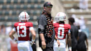 Aug 23, 2025; Honolulu, Hawaii, USA;  Stanford Cardinal head coach Frank Reich is seen on the field before an NCAA college football game against the Hawaii Rainbow Warriors at Clarence T.C. Ching Athletics Complex. Mandatory Credit: Marco Garcia-Imagn Images