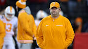 Dec 21, 2024; Columbus, Ohio, USA;  Tennessee Volunteers head coach Josh Heupel before the game against the Ohio State Buckeyes at Ohio Stadium. Mandatory Credit: Joseph Maiorana-Imagn Images