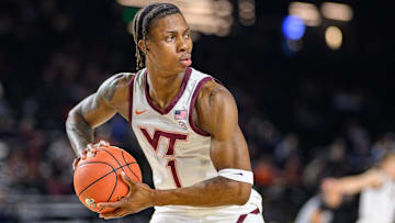  Virginia Tech Hokies forward Toibu Lawal (1) grabs a rebound during the second half against the Penn State Nittany Lions at CFG Bank Arena. 