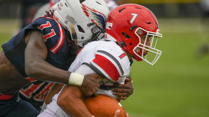 St. Lucie West Centennial High School competes against visiting team Key West at the South County Stadium on Friday, Sept. 3, 2021 in Port St. Lucie. St. Lucie West Centennial won against Key West, 42-14.

Tcn Key West At Centennial