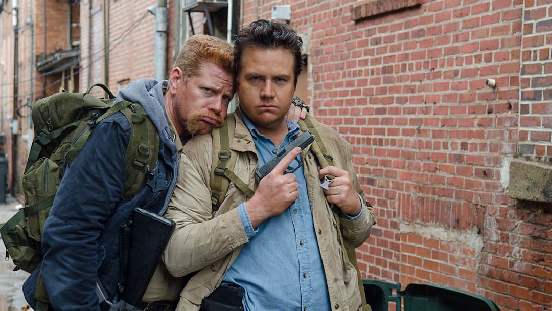 Michael Cudlitz as Abraham and Josh McDermitt as Dr. Eugene Porter - The Walking Dead _ Season 6, Episode 14 - Photo Credit: Gene Page/AMC