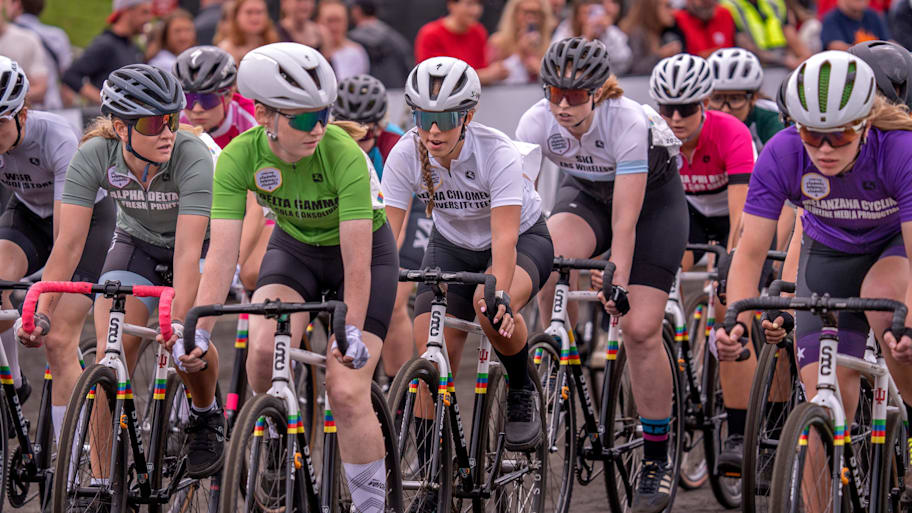 Cyclists start the race in the 2025 Women’s Little 500.