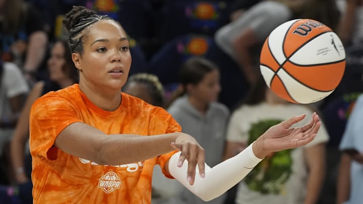 Aug 28, 2025; Minneapolis, Minnesota, USA; Minnesota Lynx forward Napheesa Collier (24) prepares to play the Seattle Storm before the game at Target Center. Mandatory Credit: Bruce Kluckhohn-Imagn Images Aug 28, 2025; Minneapolis, Minnesota, USA; Minnesota Lynx forward Napheesa Collier (24) prepares to play the Seattle Storm before the game at Target Center. Mandatory Credit: Bruce Kluckhohn-Imagn Images