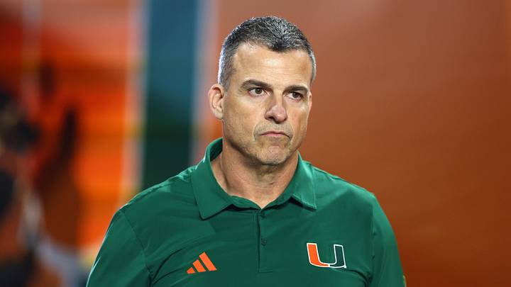 Jan 19, 2026; Miami Gardens, FL, USA; Miami Hurricanes head coach Mario Cristobal before the College Football Playoff National Championship game at Hard Rock Stadium. Mandatory Credit: Mark J. Rebilas-Imagn Images