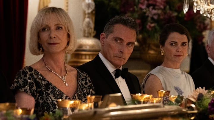 The Diplomat. (L to R) Allison Janney as Grace, Rufus Sewell as Hal Wyler, Keri Russell as Kate Wyler in episode 206 of The Diplomat