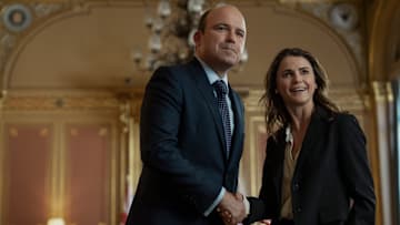 The Diplomat. (L to R) Rory Kinnear as Nicol Trowbridge, Keri Russell as Kate Wyler in episode 304 of The Diplomat
