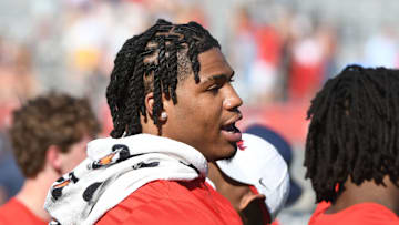 Ole Miss defensive tackle Walter Nolen watches from the sideline during the Ole Miss Grove Bowl Games at Vaught-Hemingway Stadium in Oxford, Miss., on Saturday, Apr. 13, 2024.