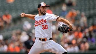 Jul 31, 2024; Baltimore, Maryland, USA; Baltimore Orioles pitcher Grayson Rodriguez (30) throws against the Toronto Blue Jays during the first inning at Oriole Park at Camden Yards. Mandatory Credit: Reggie Hildred-Imagn Images