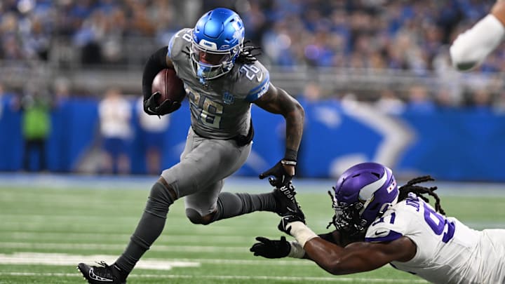 Bet on Jahmyr Gibbs to go over his rushing yards total on Sunday Night Football against the Vikings.