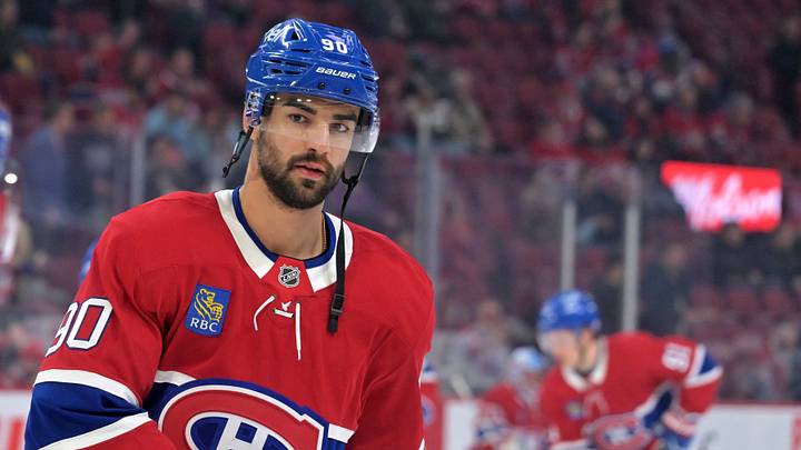 Apr 9, 2026; Montreal, Quebec, CAN; Montreal Canadiens forward Joe Veleno (90) skates during the warmup before the game against the Tampa Bay Lightning at the Bell Centre. Apr 9, 2026; Montreal, Quebec, CAN; Montreal Canadiens forward Joe Veleno (90) skates during the warmup before the game against the Tampa Bay Lightning at the Bell Centre.