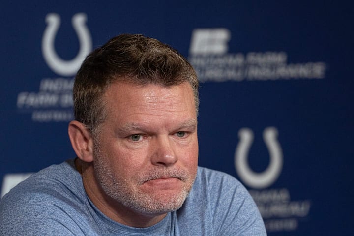 Indianapolis Colts General Manager Chris Ballard during his pre-draft press conference at the Colts headquarters