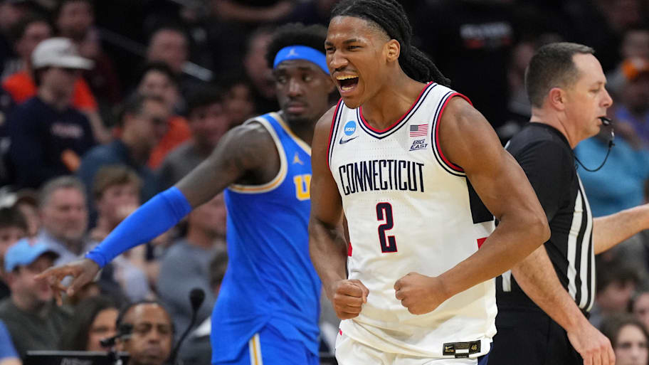 UConn guard Silas Demary Jr. reacts during a second-round game against UCLA in the NCAA men’s tournament.