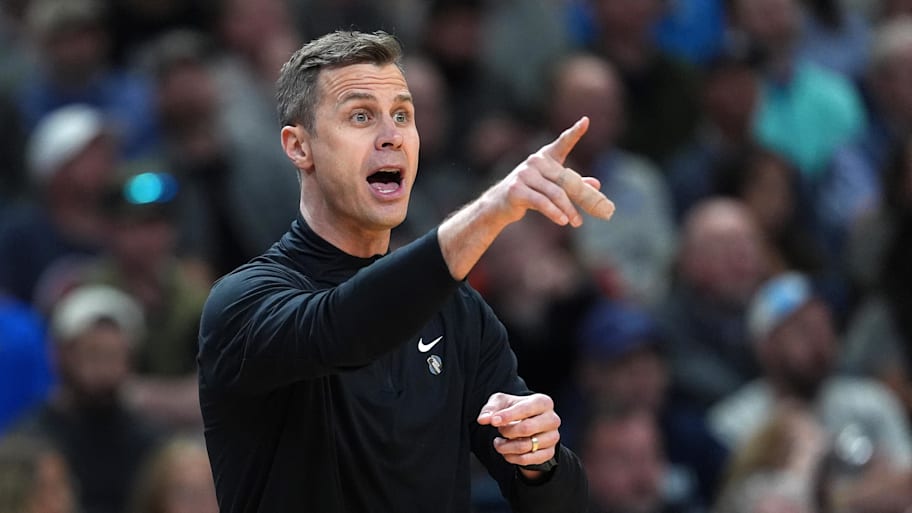 Duke coach Jon Scheyer reacts during a game.