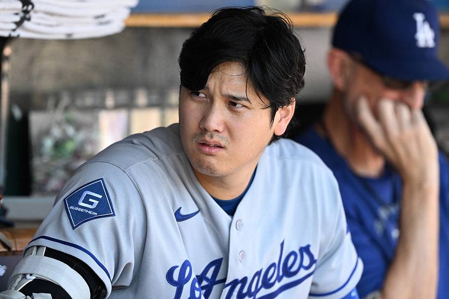Shohei Ohtani in the dugout