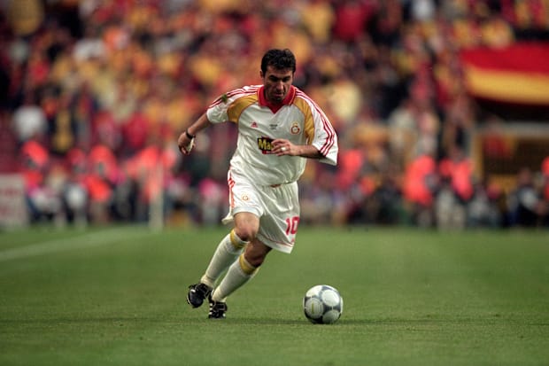 Gheorghe Hagi in action for Romania.