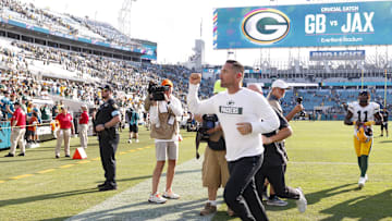 Oct 27, 2024; Jacksonville, Florida, USA; Green Bay Packers head coach Matt LaFleur after the game against the Jacksonville Jaguars at EverBank Stadium. Mandatory Credit: Morgan Tencza-Imagn Images