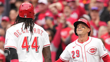 Cincinnati Reds players TJ Friedl, Elly De La Cruz