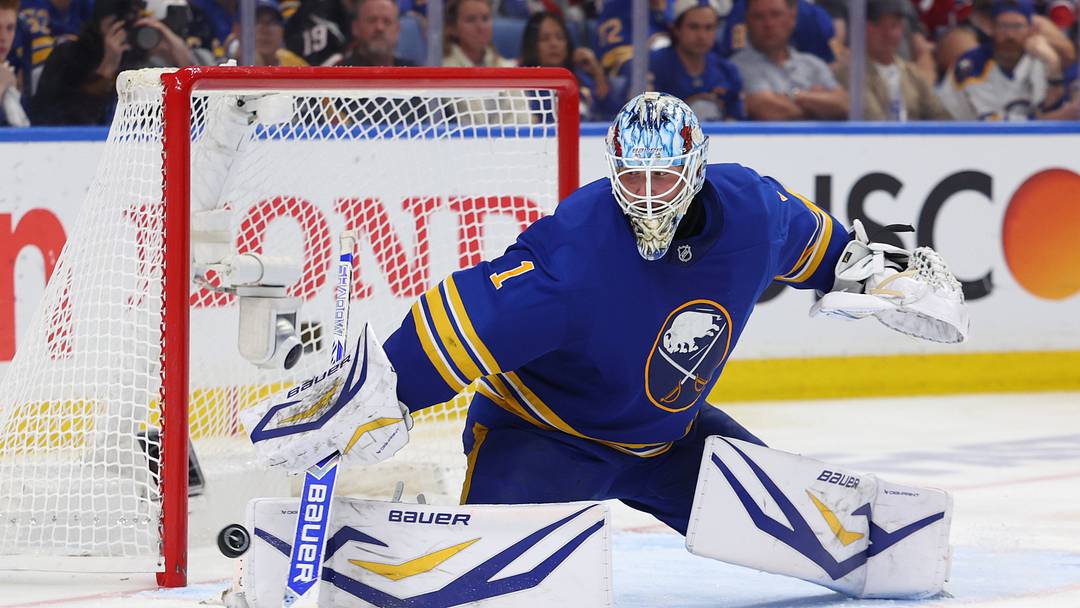 May 18, 2026; Buffalo, New York, USA; Buffalo Sabres goaltender Ukko-Pekka Luukkonen (1) makes a save during the third period against the Montréal Canadiens in game seven of the second round of the 2026 Stanley Cup Playoffs at KeyBank Center. Mandatory Credit: Timothy T. Ludwig-Imagn Images May 18, 2026; Buffalo, New York, USA; Buffalo Sabres goaltender Ukko-Pekka Luukkonen (1) makes a save during the third period against the Montréal Canadiens in game seven of the second round of the 2026 Stanley Cup Playoffs at KeyBank Center. Mandatory Credit: Timothy T. Ludwig-Imagn Images