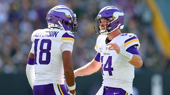 Minnesota Vikings wide receiver Justin Jefferson and quarterback Sam Darnold