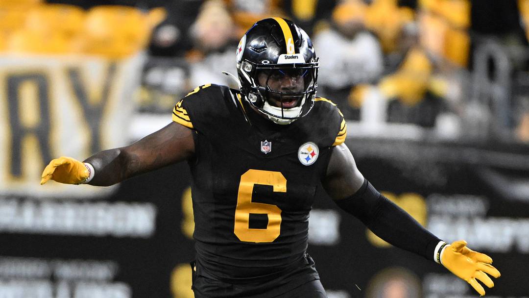 Dec 15, 2025; Pittsburgh, Pennsylvania, USA; Pittsburgh Steelers linebacker Patrick Queen (6) drops into coverage against the Miami Dolphins during the second half at Acrisure Stadium. Mandatory Credit: Barry Reeger-Imagn Images