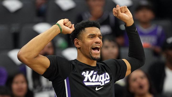 Apr 3, 2026; Sacramento, California, USA; Sacramento Kings center Dylan Cardwell (32) during the third quarter against the New Orleans Pelicans at Golden 1 Center. Mandatory Credit: Darren Yamashita-Imagn Images