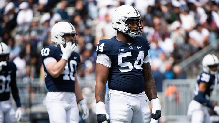 Penn State defensive tackle Xavier Gilliam (54) during the Blue-White game at Beaver Stadium on Saturday, April 26, 2025, in State College. The White team defeated the Blue team, 10-8.