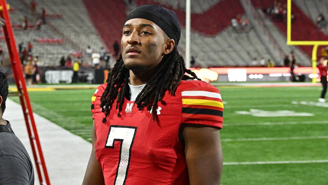 Maryland Terrapins quarterback Malik Washington (7) walks off the field after Maryland defeated the Hampton Pirates at SECU Stadium. 