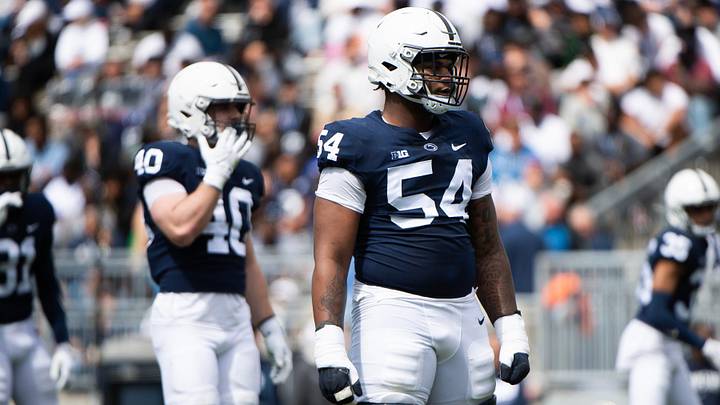 Penn State defensive tackle Xavier Gilliam (54) during the Blue-White game at Beaver Stadium on Saturday, April 26, 2025, in State College. The White team defeated the Blue team, 10-8.